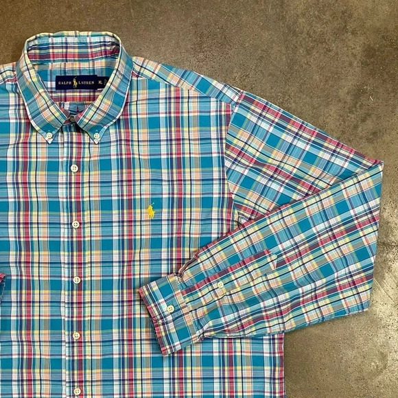 Vintage Polo Ralph Lauren Mens XL Button Down Plaid Shirt - Picture 1 of 10